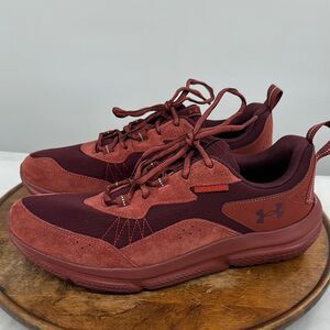 Under Armour Shoes Mens 11.5 UA Charged Verssert Sneakers Red Suede Lace Up